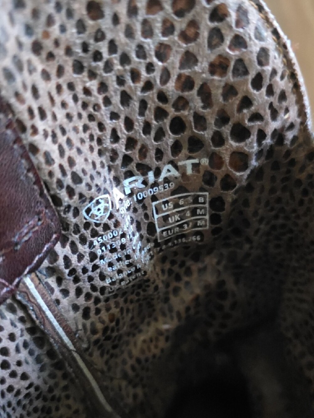Ariat Brown and Black Leopard-Print Boot Lining - Picture 2 of 6